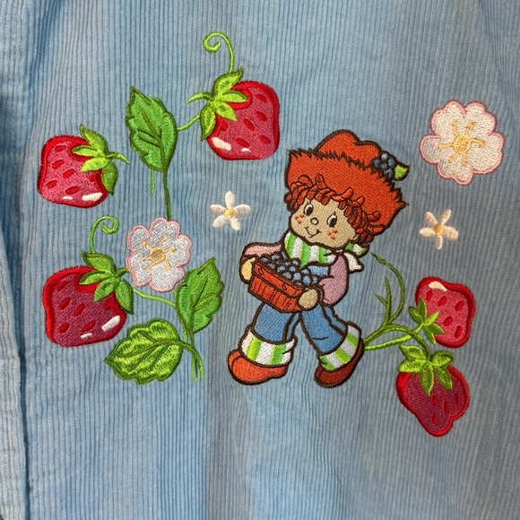 Strawberry Shortcake Embroidered Shacket Size Large BoxLunch Exclusive Corduroy - Picture 6 of 14